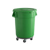 32 Gallon Green Round Commercial Trash Can With Lid And Dolly - PRO&Family