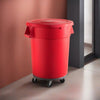 32 Gallon Red Round Commercial Trash Can With Lid And Dolly - PRO&Family