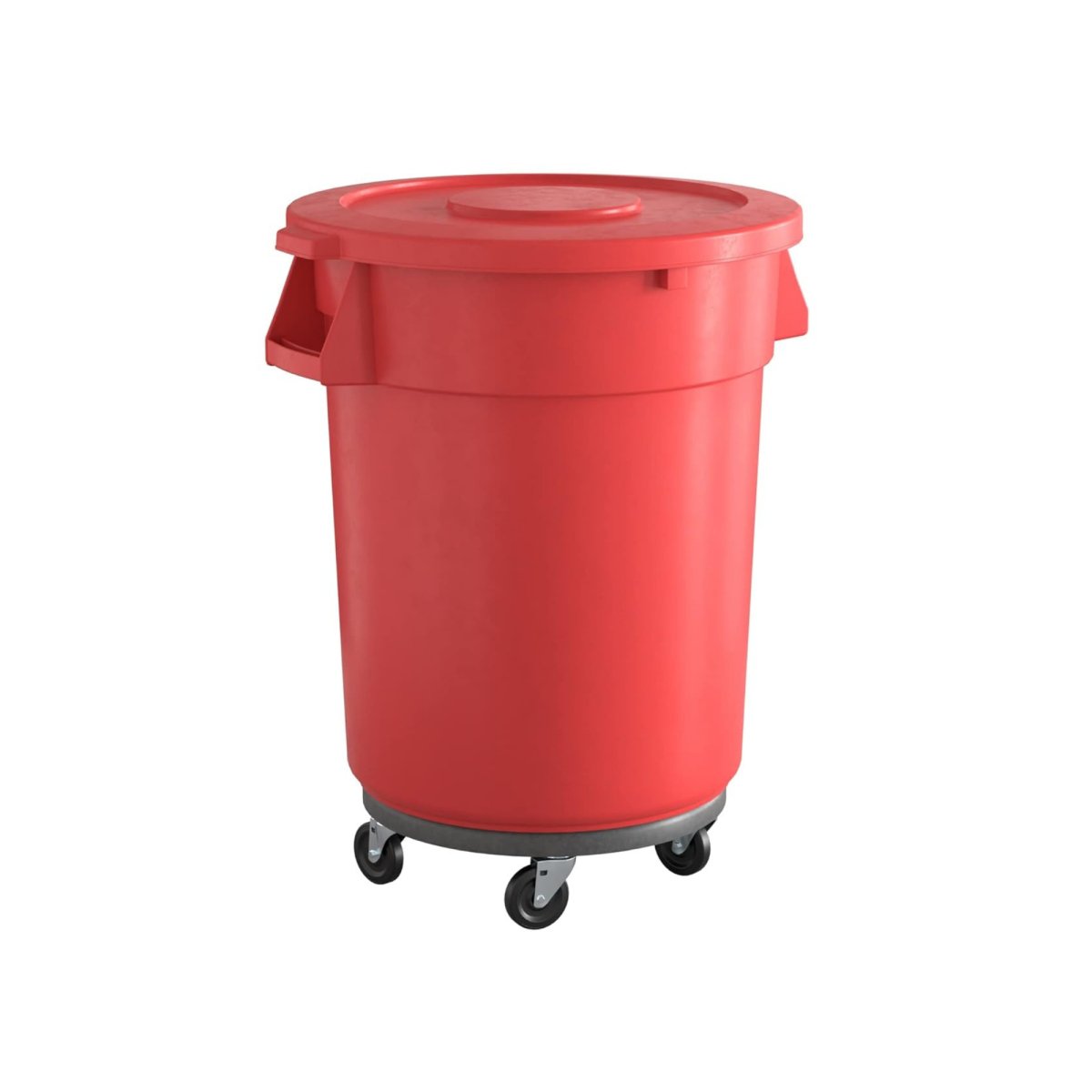 32 Gallon Red Round Commercial Trash Can With Lid And Dolly - PRO&Family