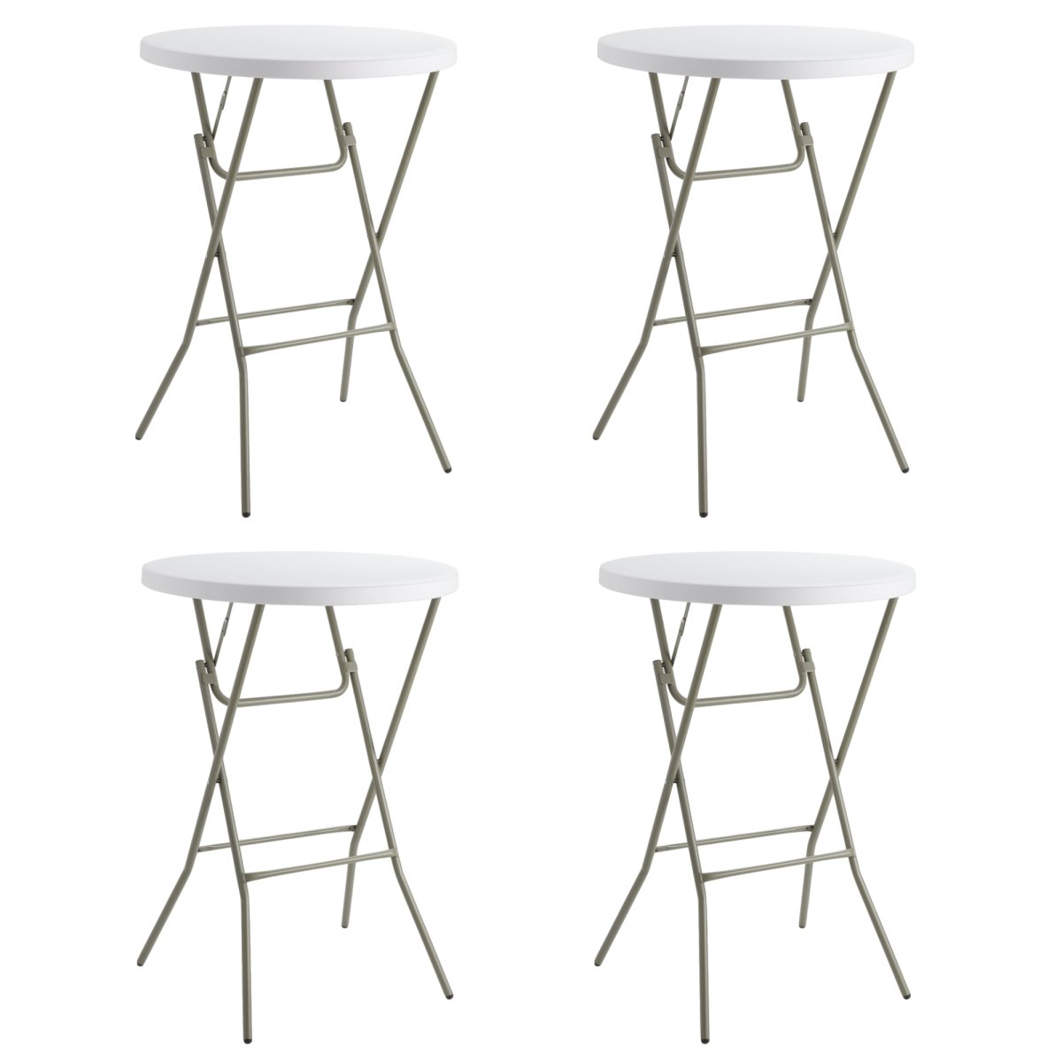 4 PACK! 32" Round Granite White Heavy-Duty Bar Height Plastic Folding Table - PRO&Family