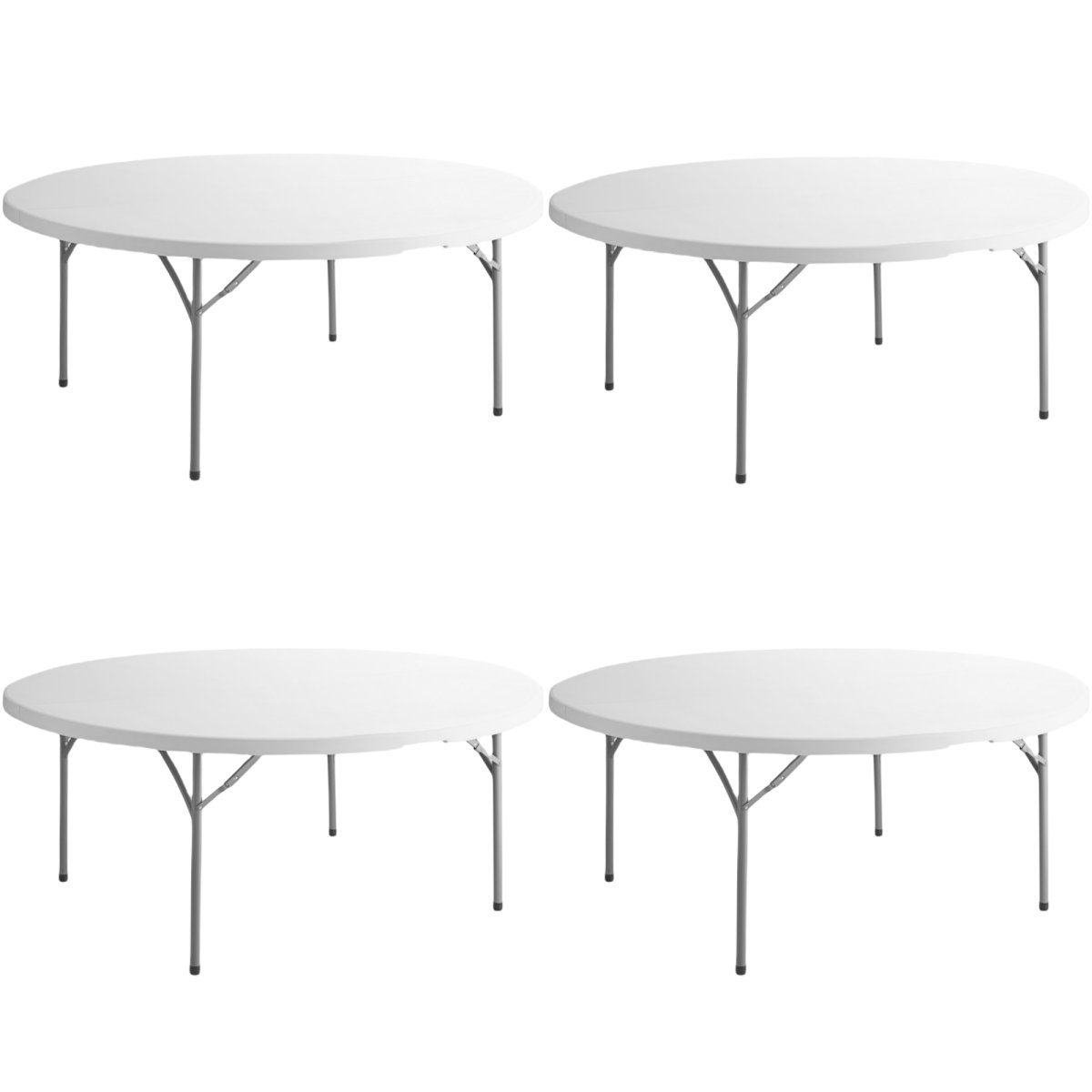 4 PACK! 72" Round Granite White Plastic Folding Table - PRO&Family