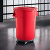 44 Gallon Red Round Commercial Trash Can With Lid And Dolly - PRO&Family