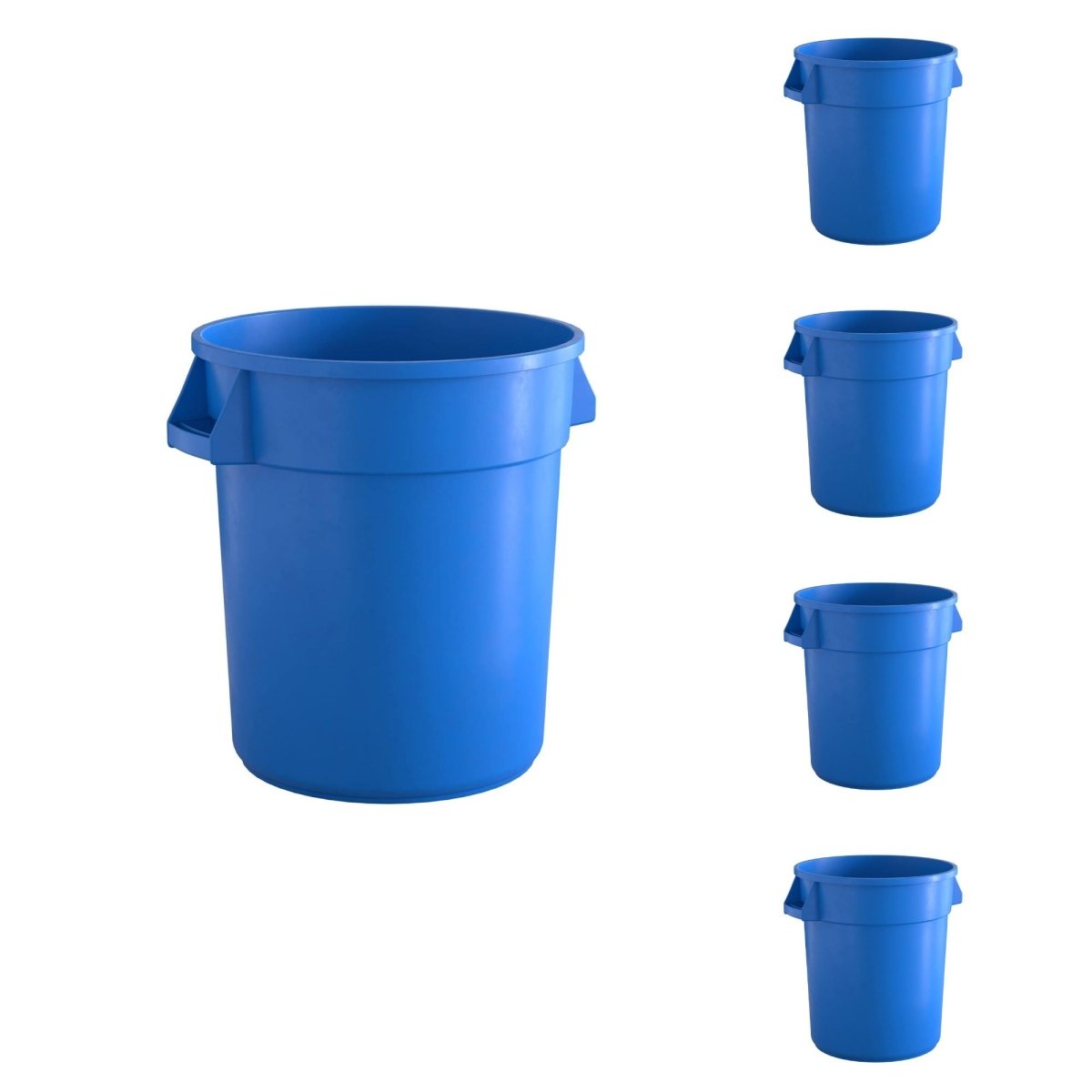 5 Pack! 10 Gallon Blue Round Commercial Trash Can - PRO&Family