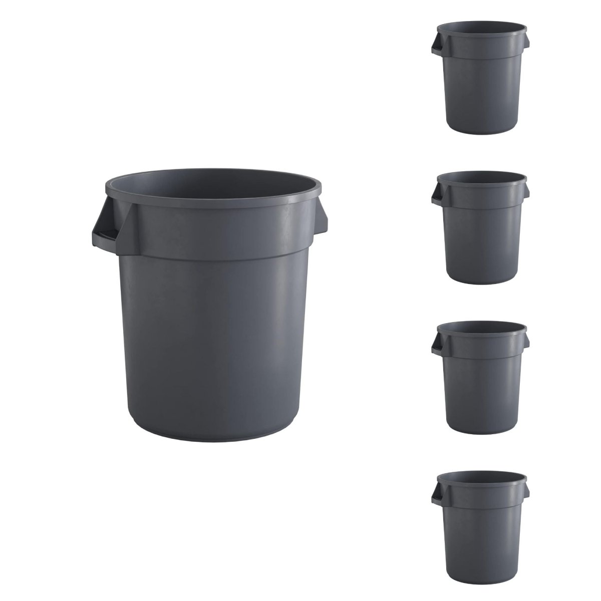 5 Pack! 10 Gallon Gray Round Commercial Trash Can - PRO&Family