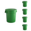 5 Pack! 10 Gallon Green Round Commercial Trash Can With Lid - PRO&Family