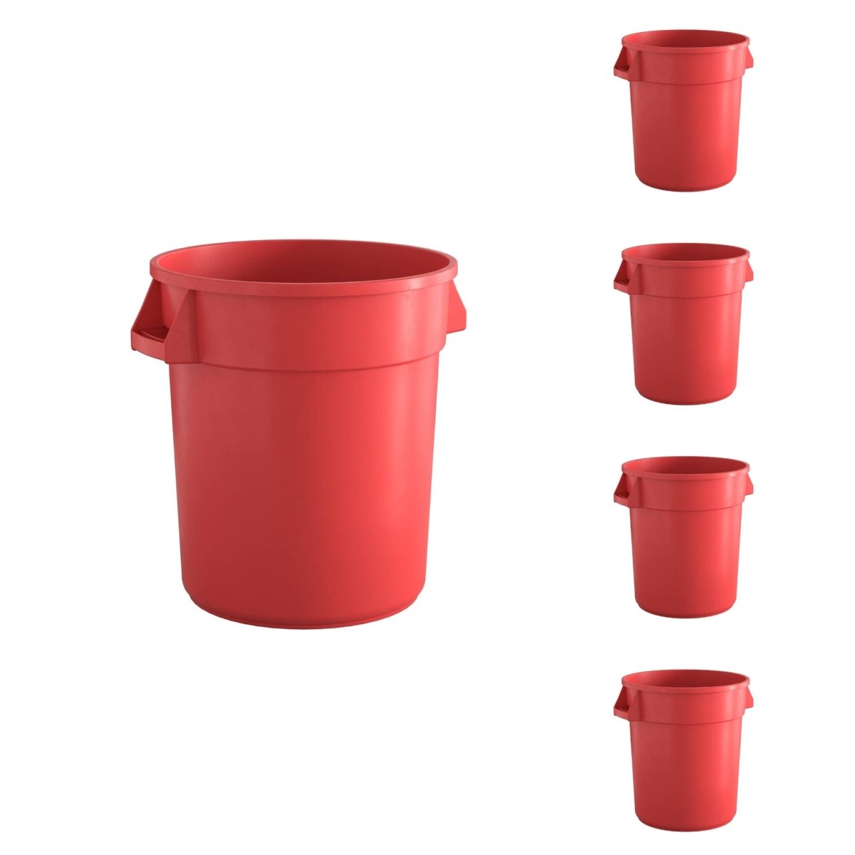 5 Pack! 10 Gallon Red Round Commercial Trash Can - PRO&Family