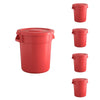 5 Pack! 10 Gallon Red Round Commercial Trash Can With Lid - PRO&Family