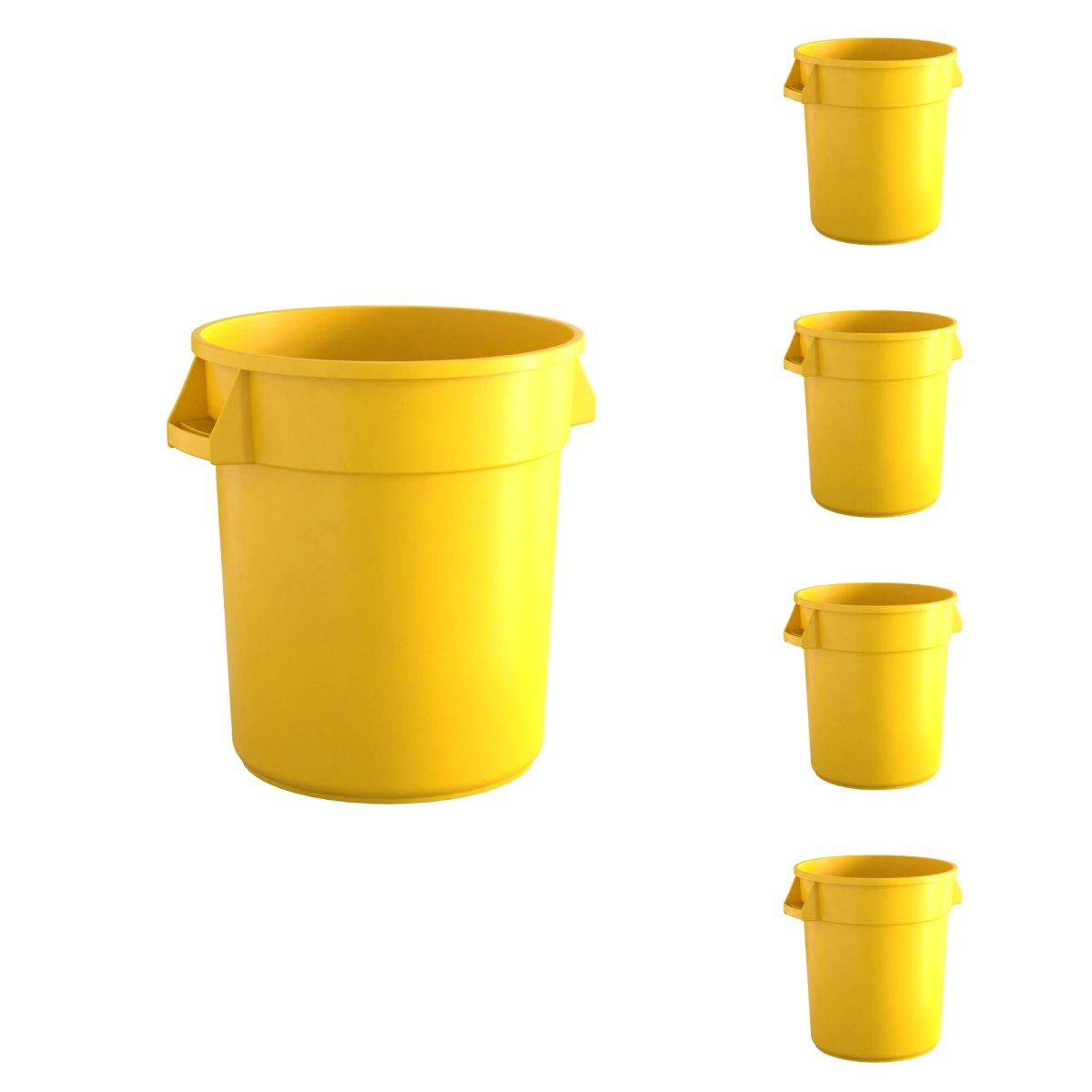 5 Pack! 10 Gallon Yellow Round Commercial Trash Can - PRO&Family