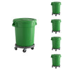 5 Pack! 20 Gallon Green Round Commercial Trash Can With Lid And Dolly - PRO&Family