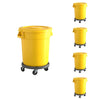 5 Pack! 20 Gallon Yellow Round Commercial Trash Can With Lid And Dolly - PRO&Family