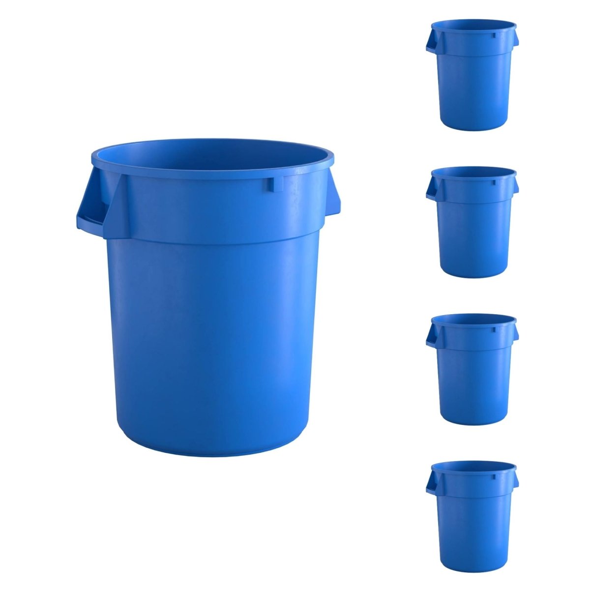 5 Pack! 32 Gallon Blue Round Commercial Trash Can - PRO&Family