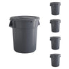 5 Pack! 32 Gallon Gray Round Commercial Trash Can With Lid - PRO&Family