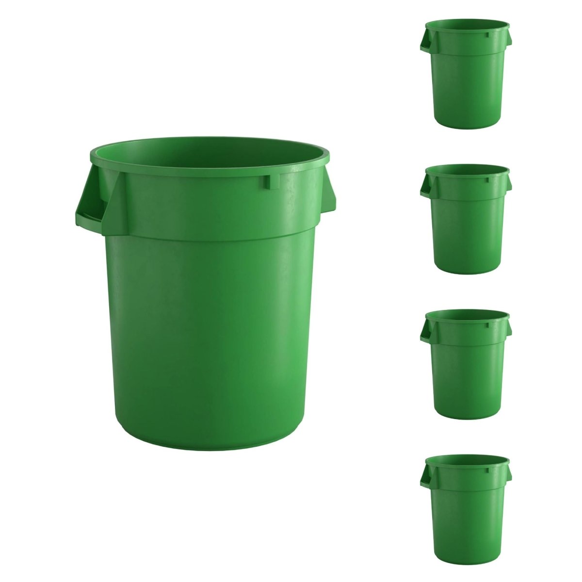 5 Pack! 32 Gallon Green Round Commercial Trash Can - PRO&Family