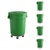 5 Pack! 32 Gallon Green Round Commercial Trash Can With Lid And Dolly - PRO&Family