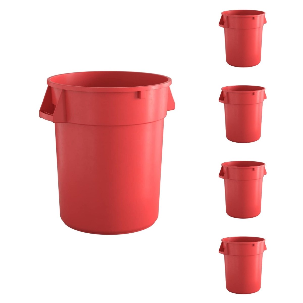 5 Pack! 32 Gallon Red Round Commercial Trash Can - PRO&Family