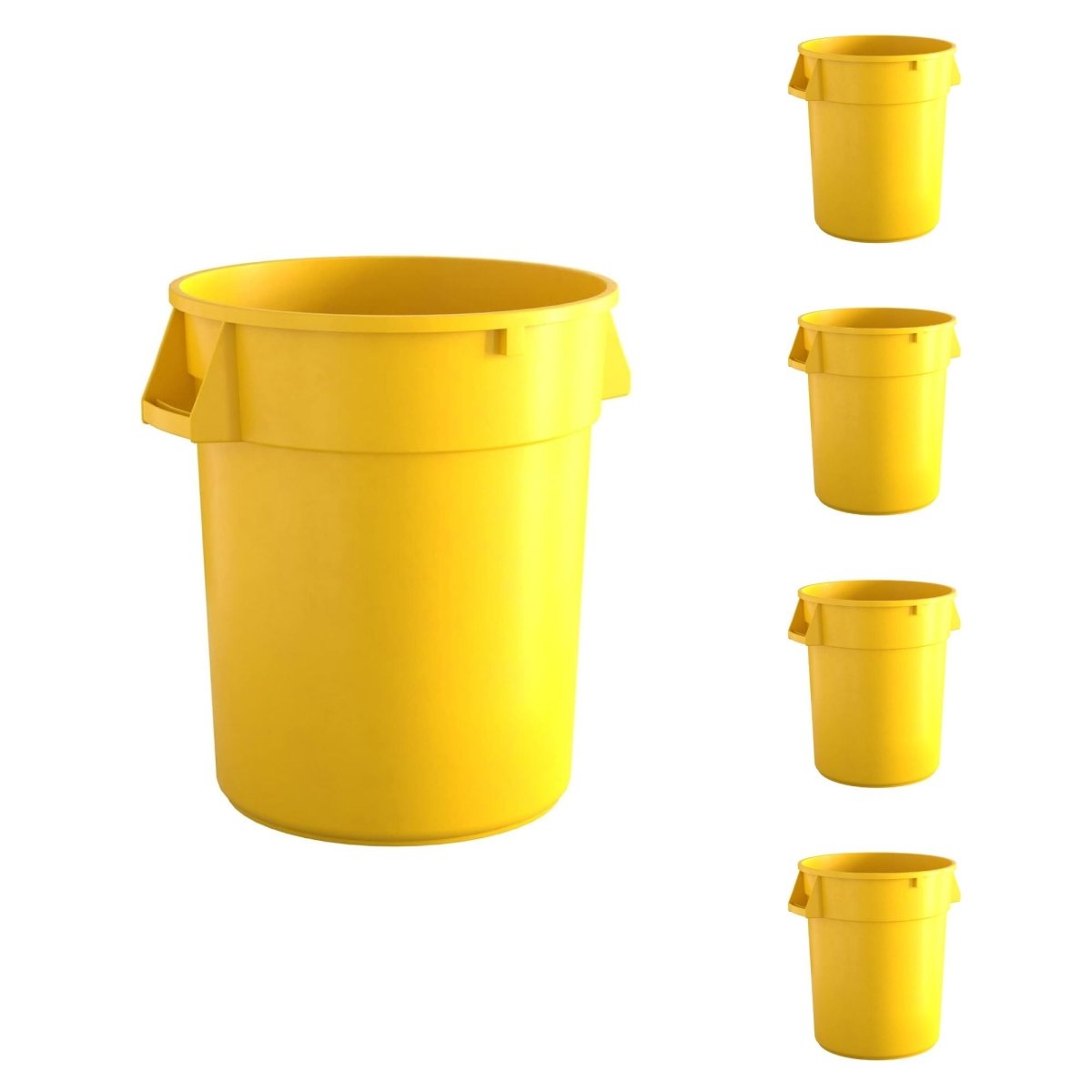 5 Pack! 32 Gallon Yellow Round Commercial Trash Can - PRO&Family