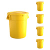 5 Pack! 32 Gallon Yellow Round Commercial Trash Can With Lid - PRO&Family