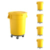 5 Pack! 32 Gallon Yellow Round Commercial Trash Can With Lid And Dolly - PRO&Family