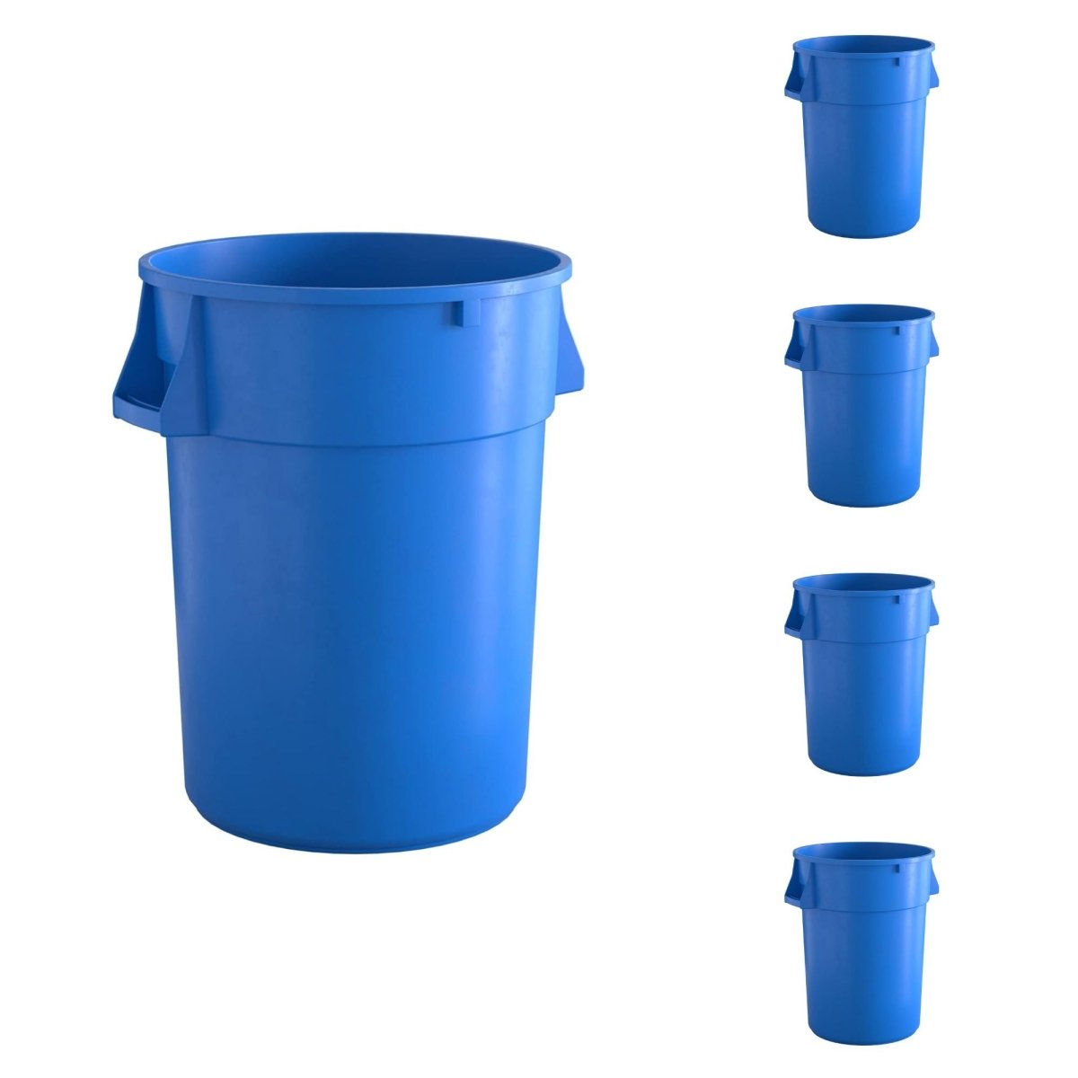 5 Pack! 44 Gallon Blue Round Commercial Trash Can - PRO&Family