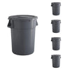 5 Pack! 44 Gallon Gray Round Commercial Trash Can With Lid - PRO&Family