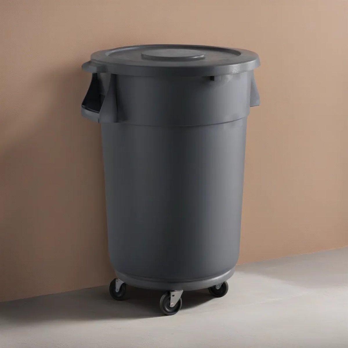 5 Pack! 44 Gallon Gray Round Commercial Trash Can With Lid And Dolly - PRO&Family