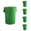 5 Pack! 44 Gallon Green Round Commercial Trash Can With Lid - PRO&Family