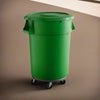 5 Pack! 44 Gallon Green Round Commercial Trash Can With Lid And Dolly - PRO&Family