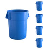 5 Pack! 55 Gallon Blue Round Commercial Trash Can - PRO&Family