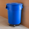 5 Pack! 55 Gallon Blue Round Commercial Trash Can With Lid And Dolly - PRO&Family