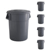 5 Pack! 55 Gallon Gray Round Commercial Trash Can With Lid - PRO&Family