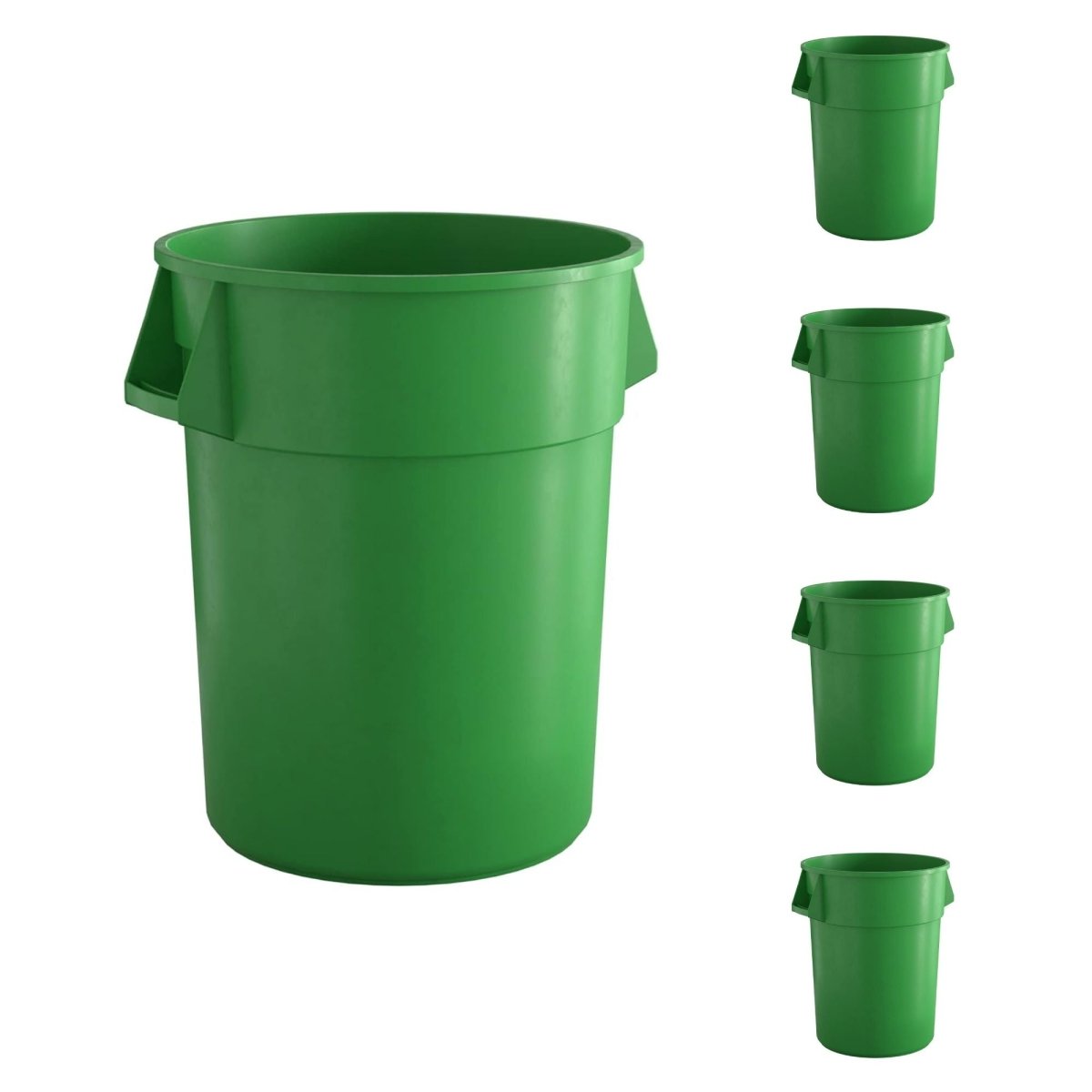 5 Pack! 55 Gallon Green Round Commercial Trash Can - PRO&Family