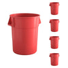 5 Pack! 55 Gallon Red Round Commercial Trash Can - PRO&Family