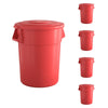 5 Pack! 55 Gallon Red Round Commercial Trash Can With Lid - PRO&Family