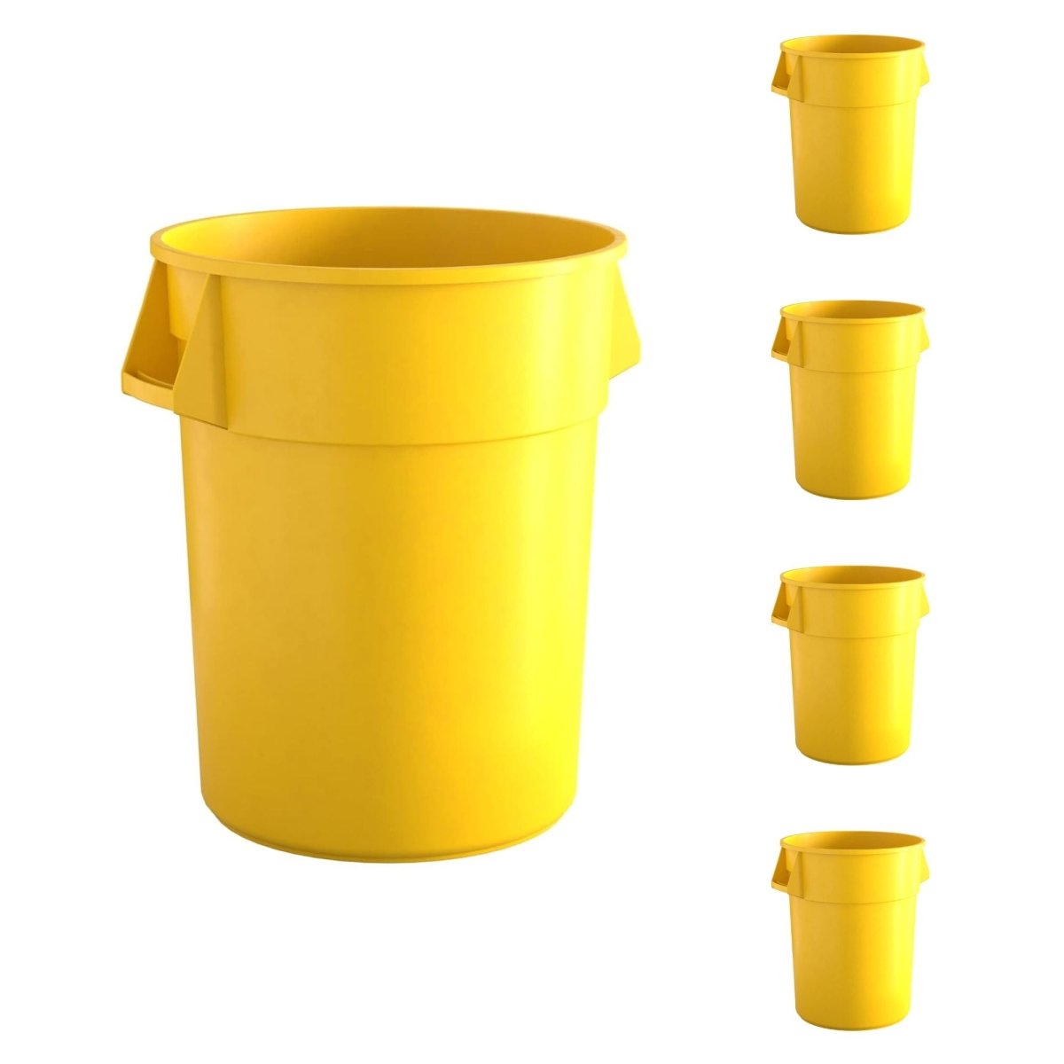 5 Pack! 55 Gallon Yellow Round Commercial Trash Can - PRO&Family