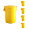 5 Pack! 55 Gallon Yellow Round Commercial Trash Can With Lid - PRO&Family