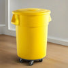 5 Pack! 55 Gallon Yellow Round Commercial Trash Can With Lid And Dolly - PRO&Family