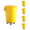 5 Pack! 55 Gallon Yellow Round Commercial Trash Can With Lid And Dolly - PRO&Family