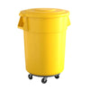 5 Pack! 55 Gallon Yellow Round Commercial Trash Can With Lid And Dolly - PRO&Family