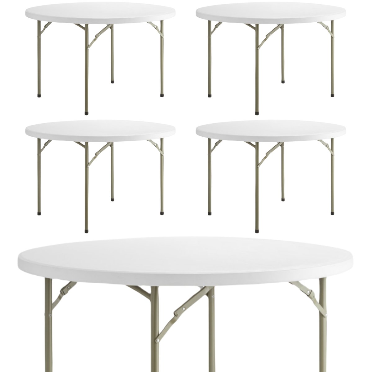 5 PACK! 60" Round Granite White Plastic Folding Table - PRO&Family