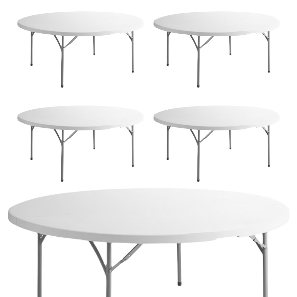 5 PACK! 72" Round Granite White Plastic Folding Table - PRO&Family