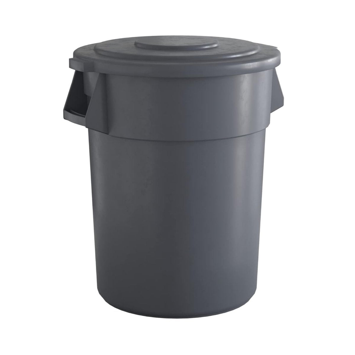 55 Gallon Gray Round Commercial Trash Can With Lid - PRO&Family