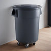 55 Gallon Gray Round Commercial Trash Can With Lid And Dolly - PRO&Family