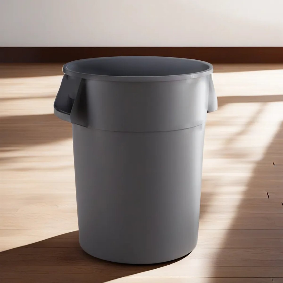 55 Gallon Grey Round Commercial Trash Can - PRO&Family