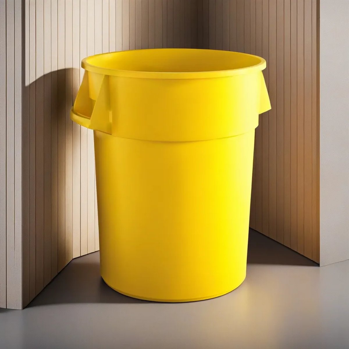 55 Gallon Yellow Round Commercial Trash Can - PRO&Family