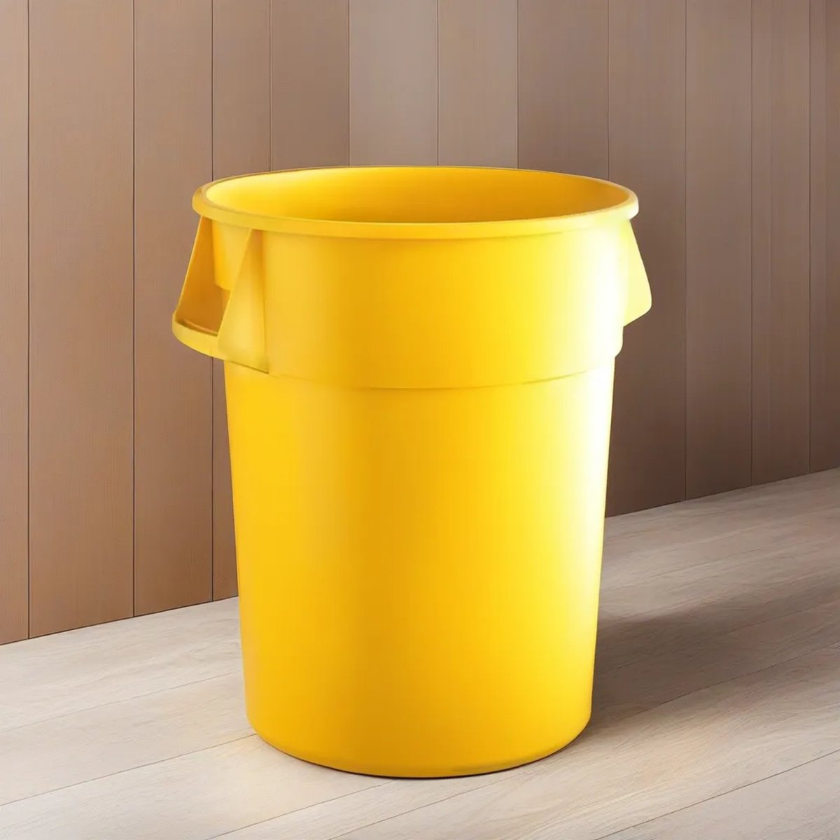 55 Gallon Yellow Round Commercial Trash Can - PRO&Family