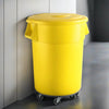 55 Gallon Yellow Round Commercial Trash Can With Lid And Dolly - PRO&Family