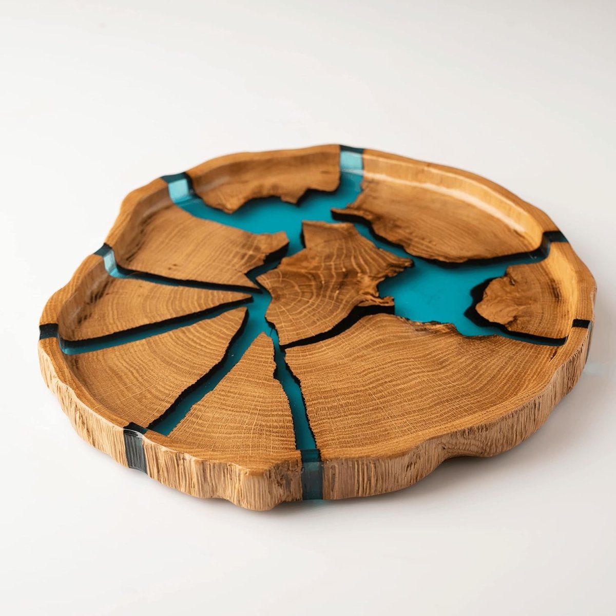 Ukraine Handmade Round Wooden Tray with Epoxy Resin - PRO&Family