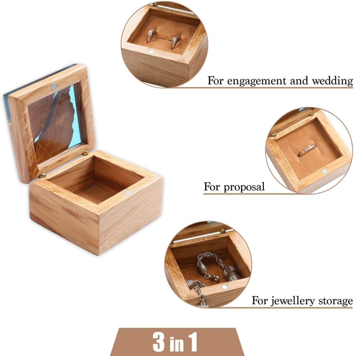 Wedding Wooden Ring Box With Epoxy Resin - PRO&Family